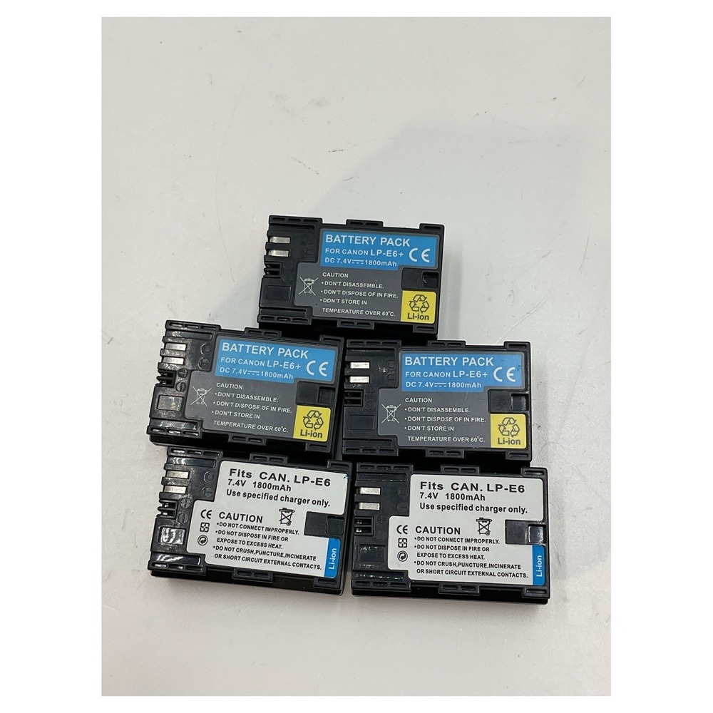 Lot of 5 Unbranded LP-E6 Li-ion Batteries for Canon DSLR‎ 1800mAh